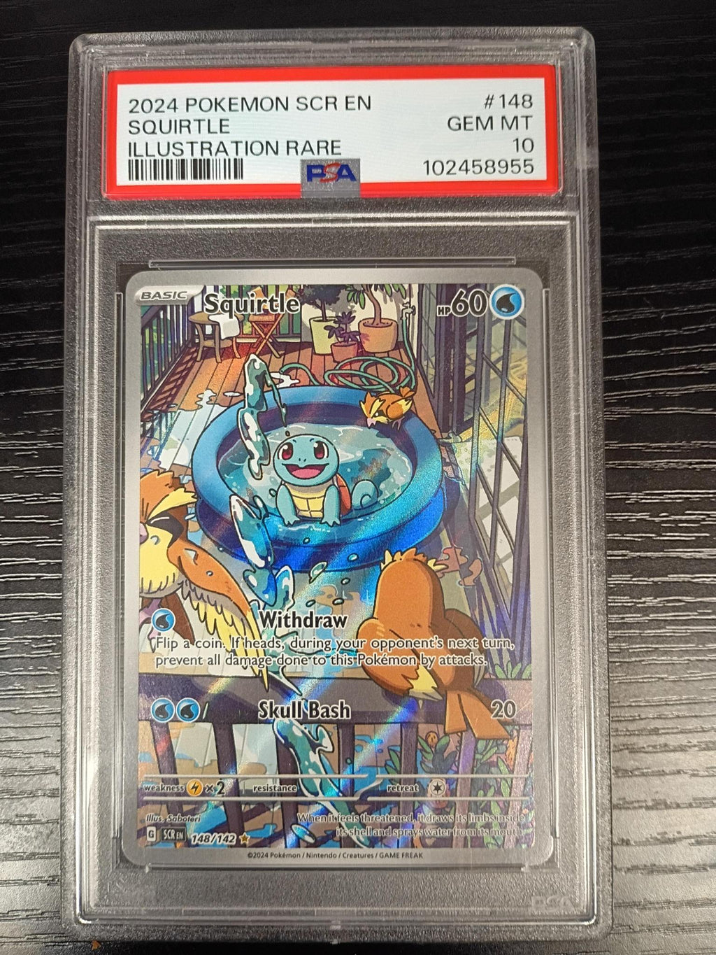 PSA Graded gem mint 10 #148 squirtle Stellar Crown (SCR) ILLUSRATION RARE