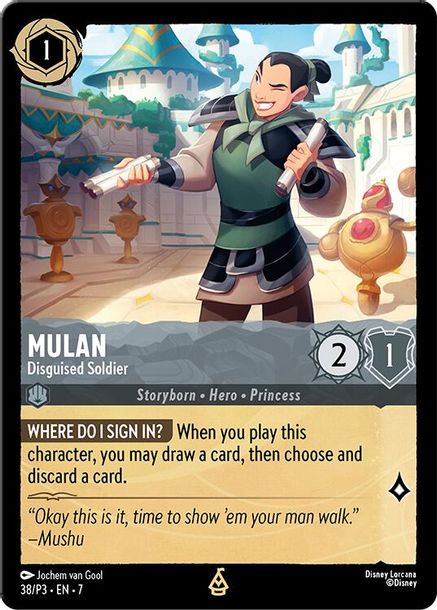 (Foil) Mulan - Disguised Soldier (Promo) 38/P3 - Disney Lorcana Promo Cards (DLPC)
