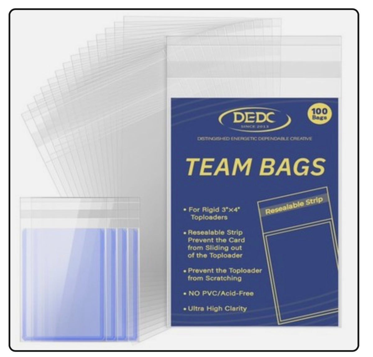 DEDC 100 Pcs Team Bags for Trading Cards, Team Bag Fit 3x4inch 35PT