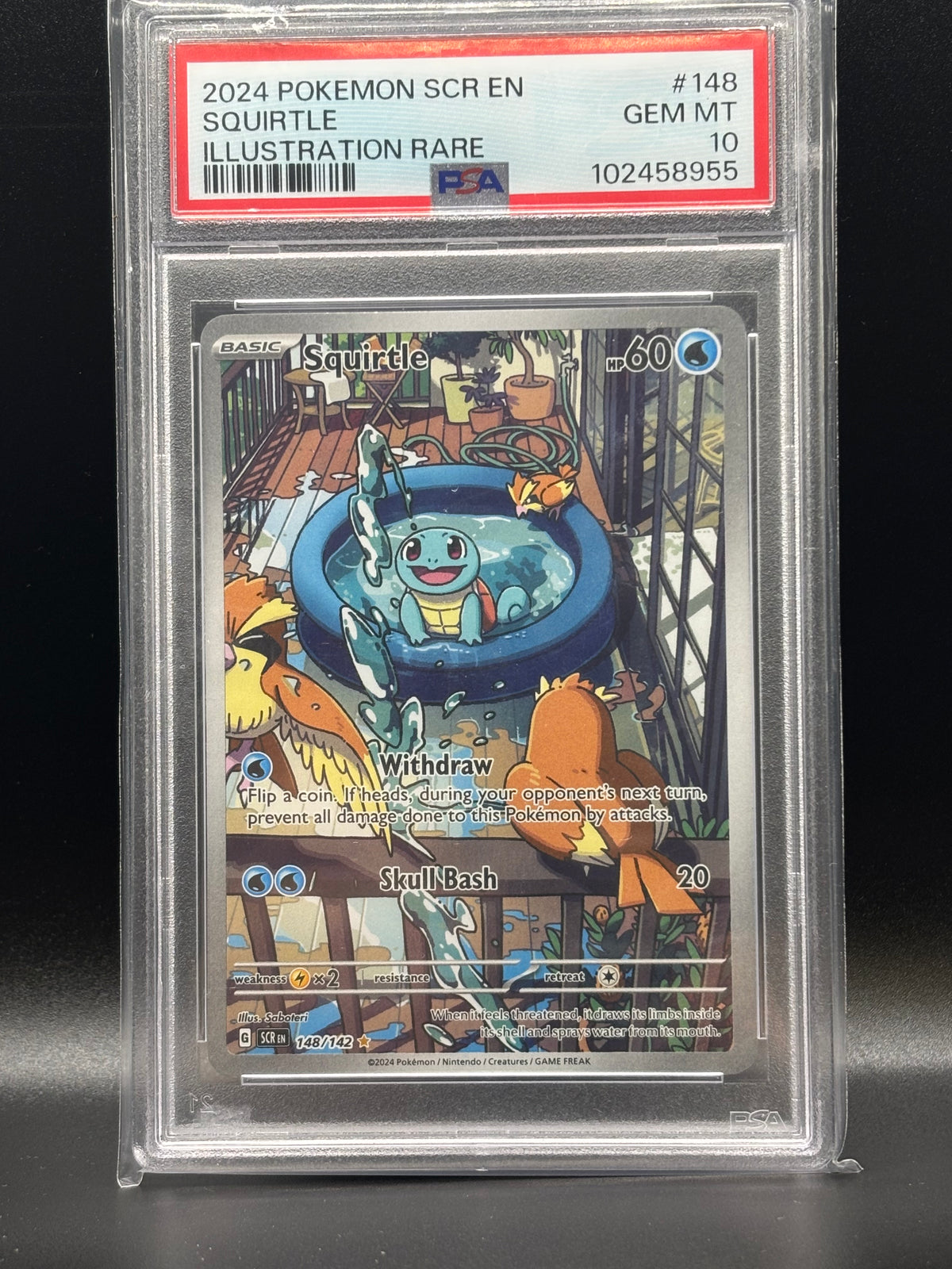 PSA Graded gem mint 10 #148 squirtle Stellar Crown (SCR) ILLUSRATION RARE