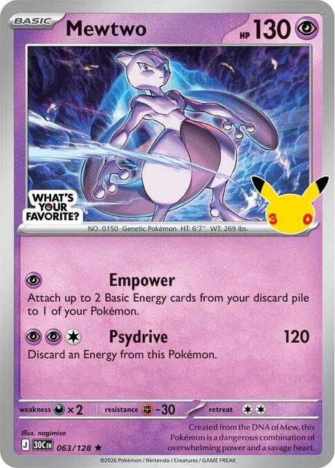 Mewtwo - 063/128 (What's Your Favorite Stamp) - Miscellaneous Cards & Products (MCAP)