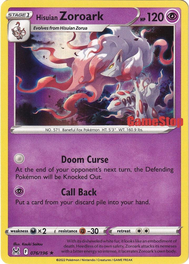 Hisuian Zoroark - 076/196 (Gamestop Exclusive) - Miscellaneous Cards & Products (MCAP)